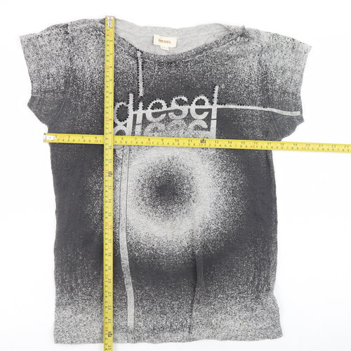 Diesel Womens Grey Cotton Graphic T-Shirt Size L