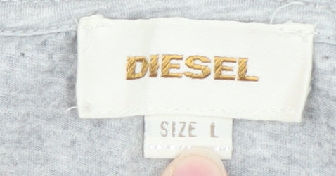 Diesel Womens Grey Cotton Graphic T-Shirt Size L
