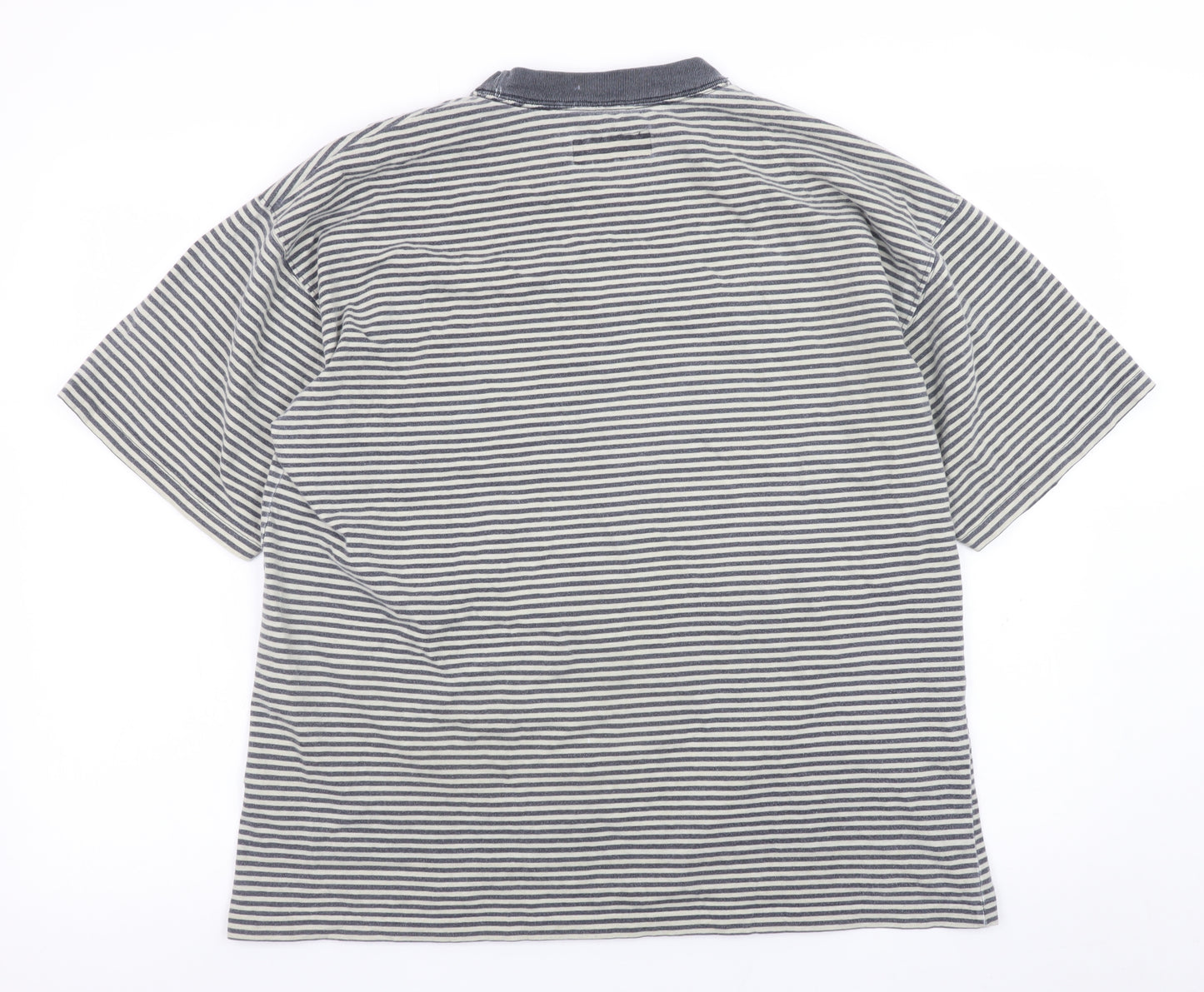 Ping Pong Men's Grey Striped Cotton Crew Neck T-Shirt Size M