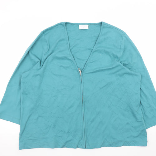 Cotswold Collections Women's Blue 3XL Basic Zip Cotton Blouse