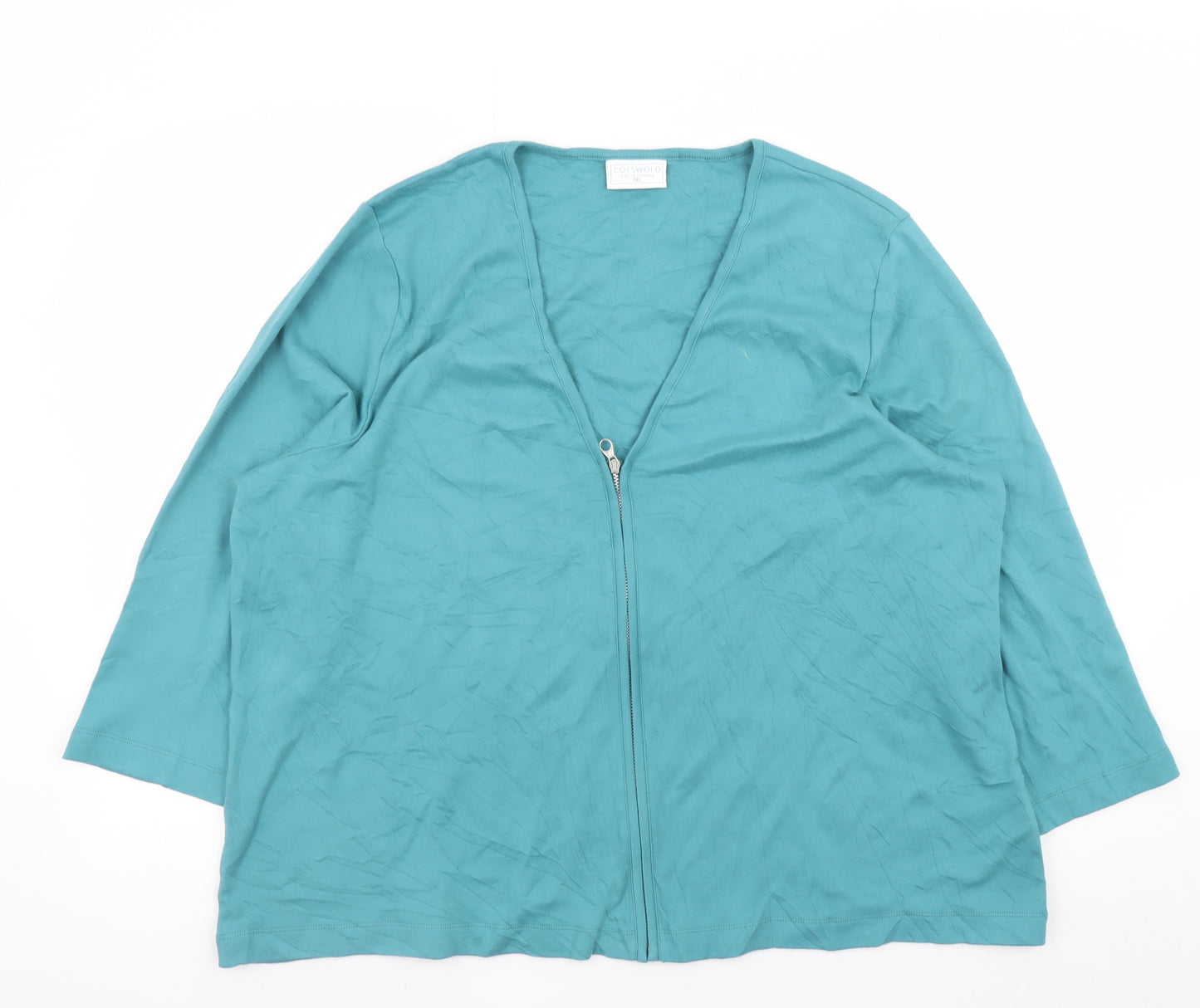 Cotswold Collections Women's Blue 3XL Basic Zip Cotton Blouse