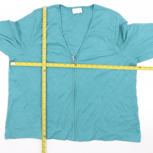 Cotswold Collections Women's Blue 3XL Basic Zip Cotton Blouse