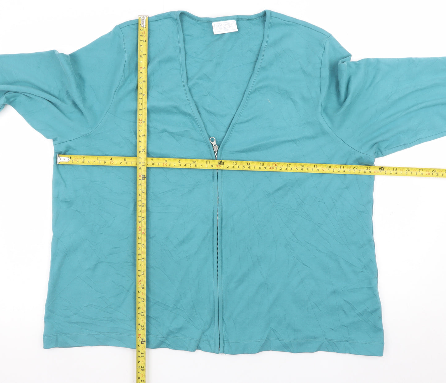 Cotswold Collections Women's Blue 3XL Basic Zip Cotton Blouse