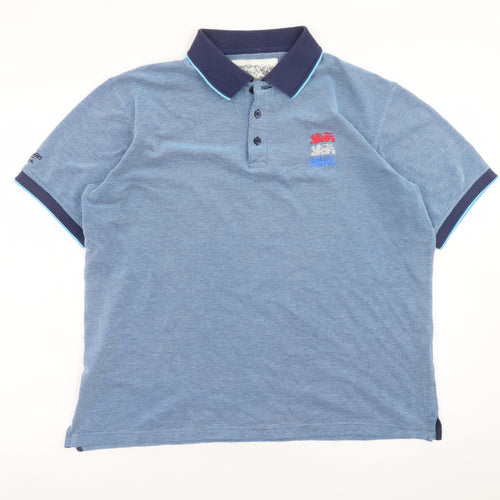 Cotton Traders Men’s Blue Polo Shirt Size M Classic Embroidered Collared Top