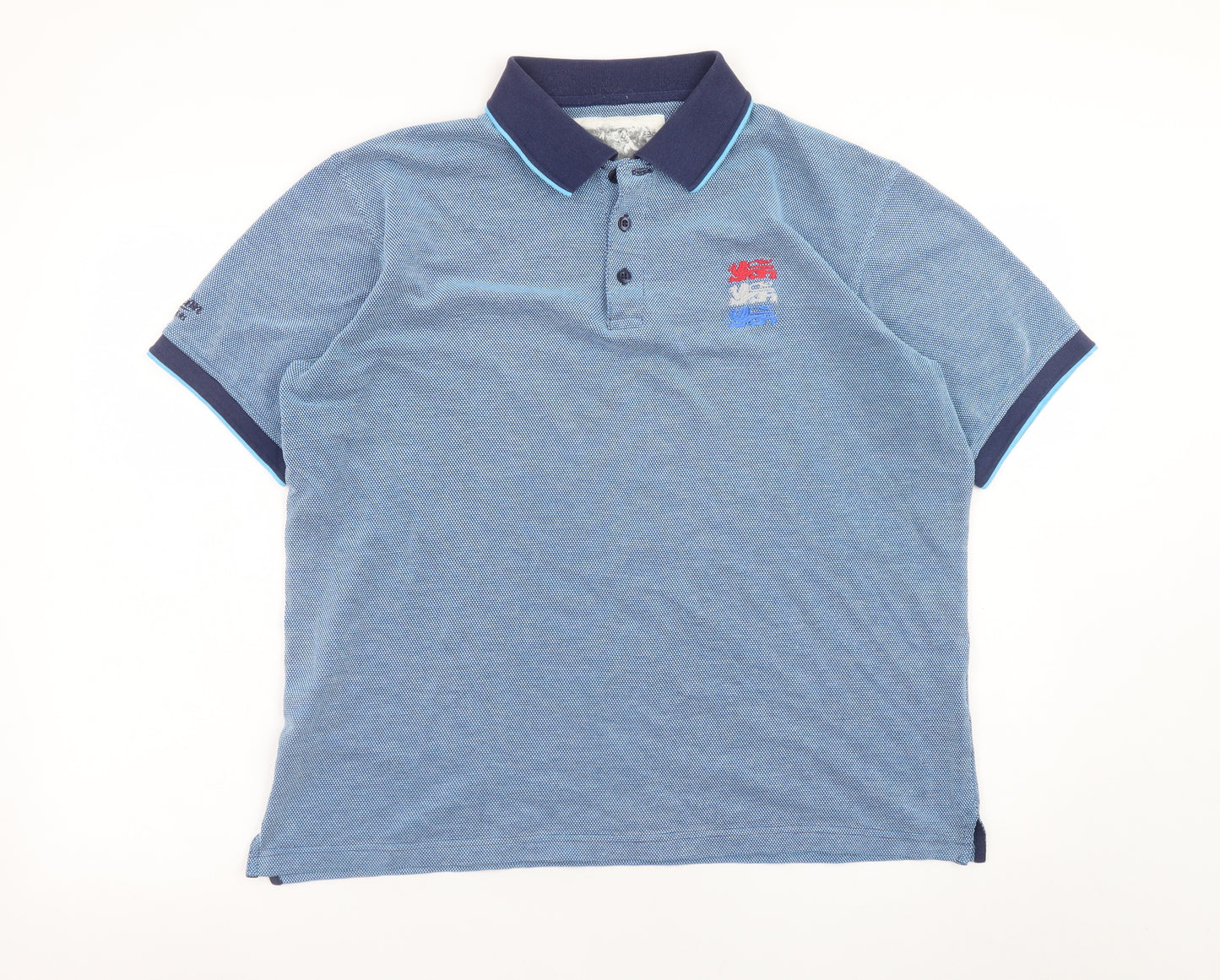 Cotton Traders Men’s Blue Polo Shirt Size M Classic Embroidered Collared Top