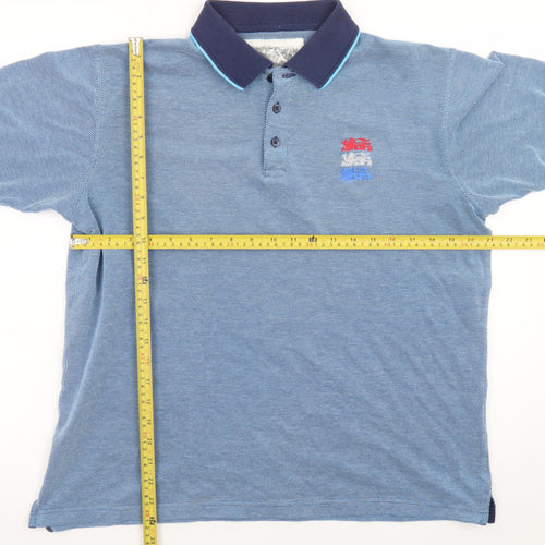 Cotton Traders Men’s Blue Polo Shirt Size M Classic Embroidered Collared Top