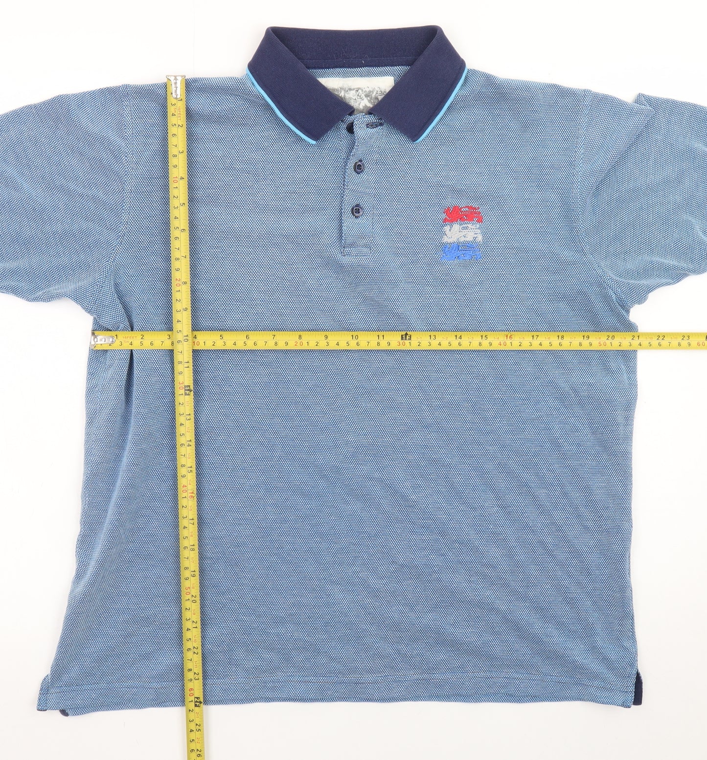 Cotton Traders Men’s Blue Polo Shirt Size M Classic Embroidered Collared Top