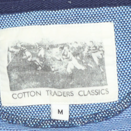 Cotton Traders Men’s Blue Polo Shirt Size M Classic Embroidered Collared Top