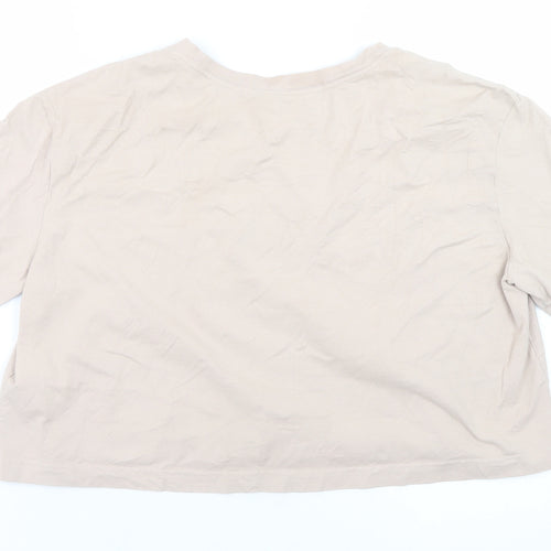 Nike Womens Beige Cropped T-Shirt M Short Sleeve 100% Cotton