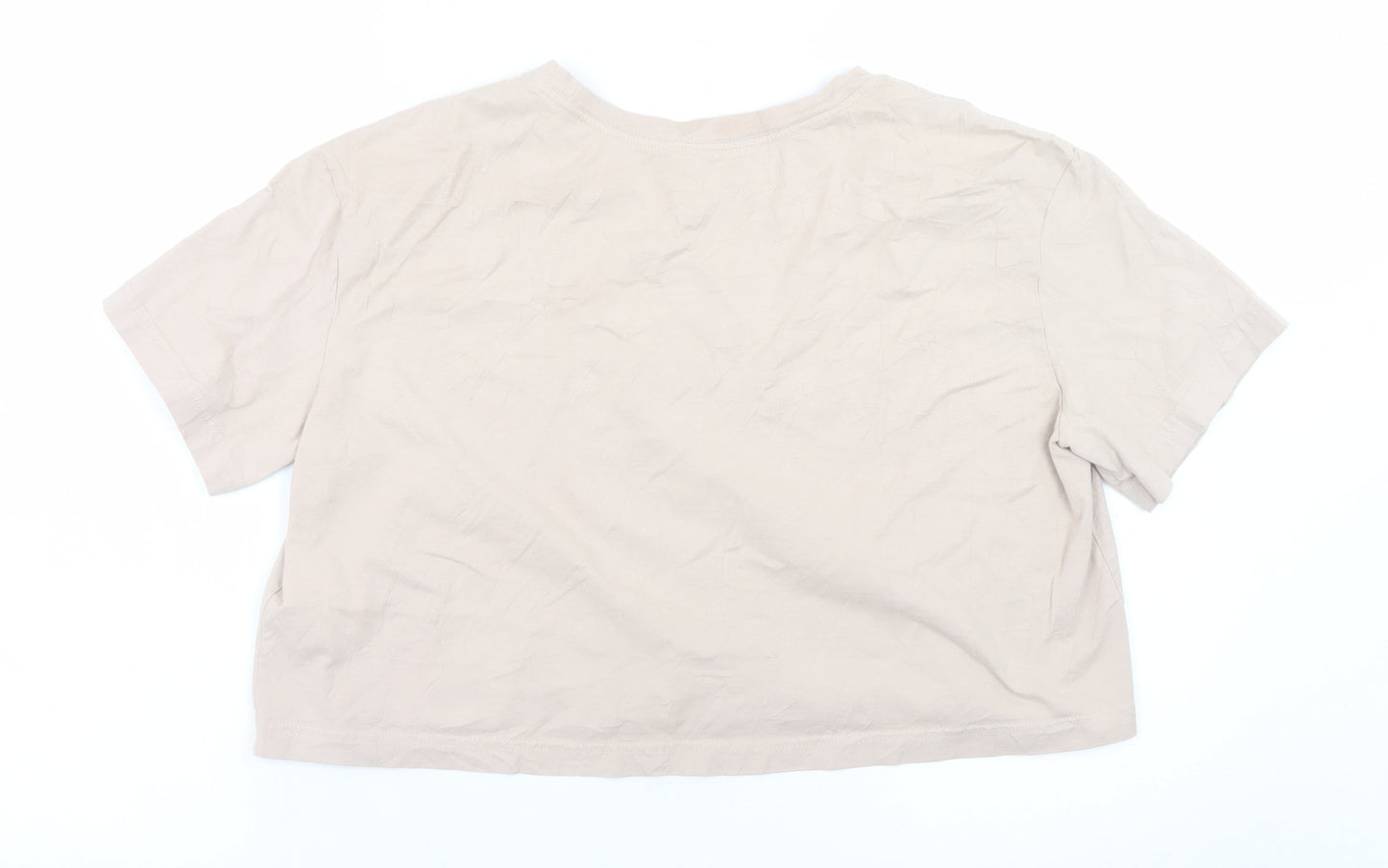Nike Womens Beige Cropped T-Shirt M Short Sleeve 100% Cotton