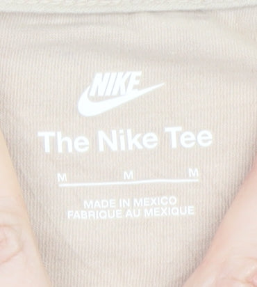 Nike Womens Beige Cropped T-Shirt M Short Sleeve 100% Cotton