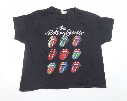 H&M Men's Black Rolling Stones Band Graphic T-Shirt XXL