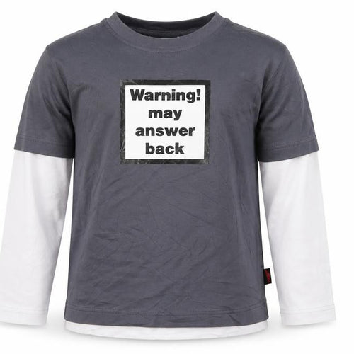 Red Herring Boys Grey Long Sleeve Warning Graphic T-Shirt 7-8 Years