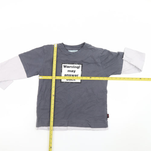 Red Herring Boys Grey Long Sleeve Warning Graphic T-Shirt 7-8 Years