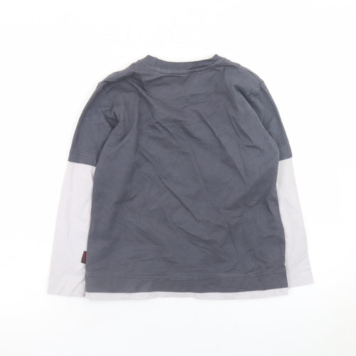 Red Herring Boys Grey Long Sleeve Warning Graphic T-Shirt 7-8 Years