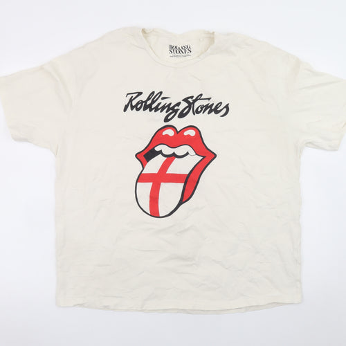 Tu Women’s Ivory Rolling Stones Cotton Graphic T-Shirt Size 16