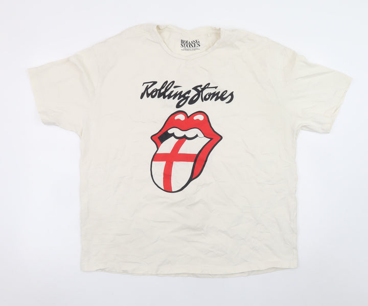 Tu Women’s Ivory Rolling Stones Cotton Graphic T-Shirt Size 16