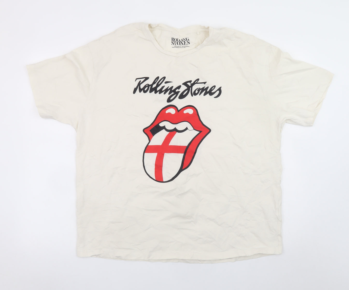 Tu Women’s Ivory Rolling Stones Cotton Graphic T-Shirt Size 16