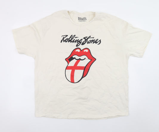 Tu Women’s Ivory Rolling Stones Cotton Graphic T-Shirt Size 16