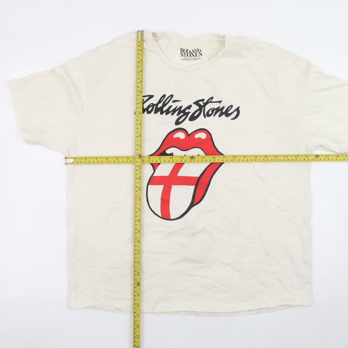 Tu Women’s Ivory Rolling Stones Cotton Graphic T-Shirt Size 16