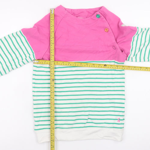Joules Girls Pink Green Striped Long Sleeve Pullover Sweatshirt 11-12 Years