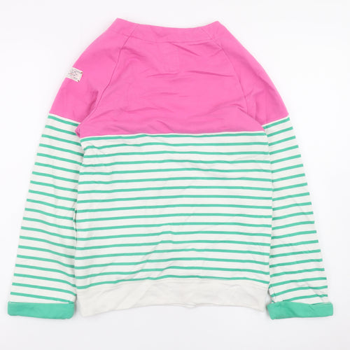 Joules Girls Pink Green Striped Long Sleeve Pullover Sweatshirt 11-12 Years