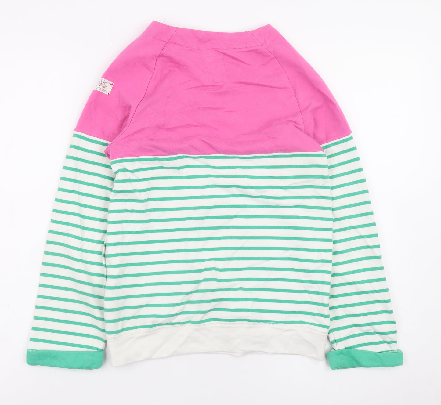 Joules Girls Pink Green Striped Long Sleeve Pullover Sweatshirt 11-12 Years
