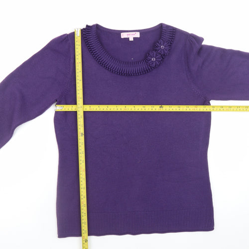 Marks and Spencer Women Purple 3/4 Sleeve Knit Jumper Size 14