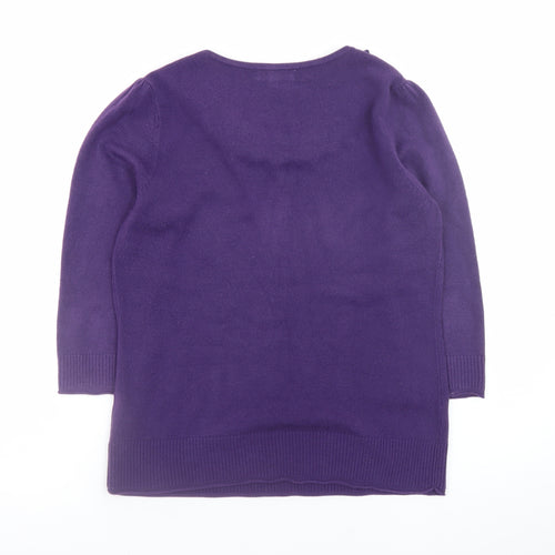 Marks and Spencer Women Purple 3/4 Sleeve Knit Jumper Size 14