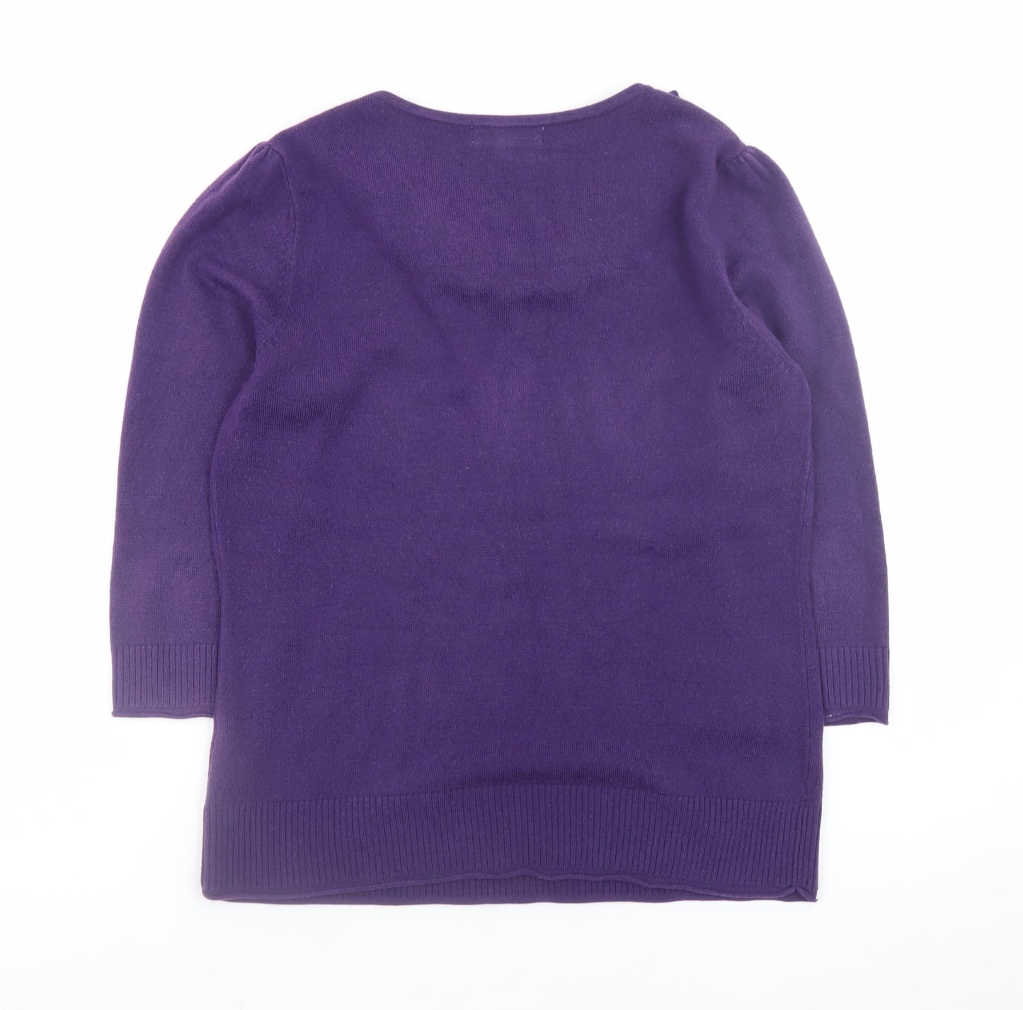 Marks and Spencer Women Purple 3/4 Sleeve Knit Jumper Size 14