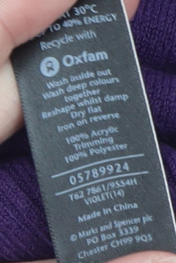 Marks and Spencer Women Purple 3/4 Sleeve Knit Jumper Size 14