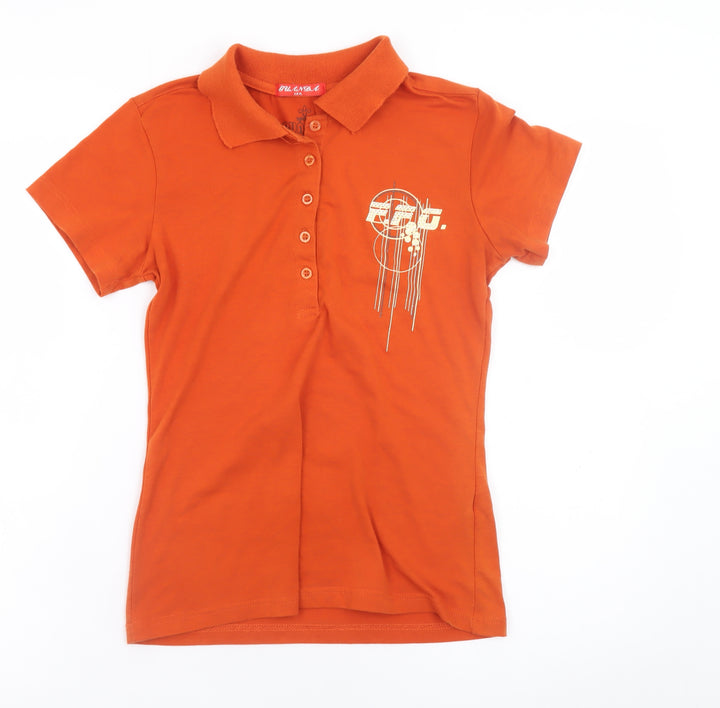 Guan Da Women’s Orange Polo Shirt M Short Sleeve Cotton Sports Top