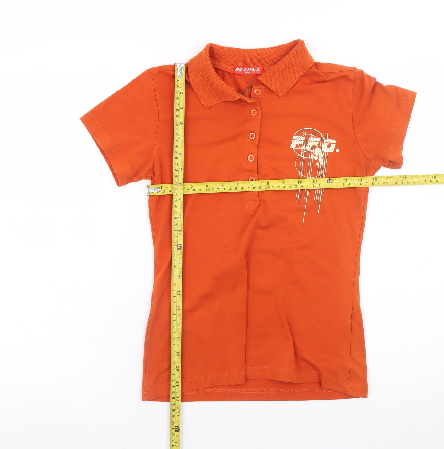 Guan Da Women’s Orange Polo Shirt M Short Sleeve Cotton Sports Top