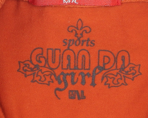 Guan Da Women’s Orange Polo Shirt M Short Sleeve Cotton Sports Top