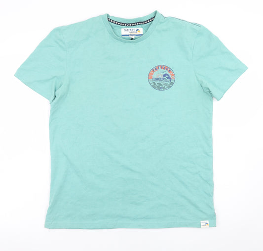 FatFace Men’s Green Marine Graphic Cotton Crew Neck T-Shirt M