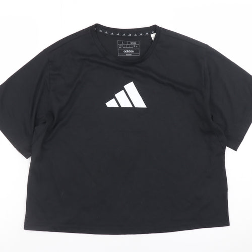Adidas Women's Black Cropped Regular Fit T-Shirt Size L