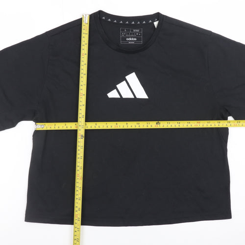 Adidas Women's Black Cropped Regular Fit T-Shirt Size L