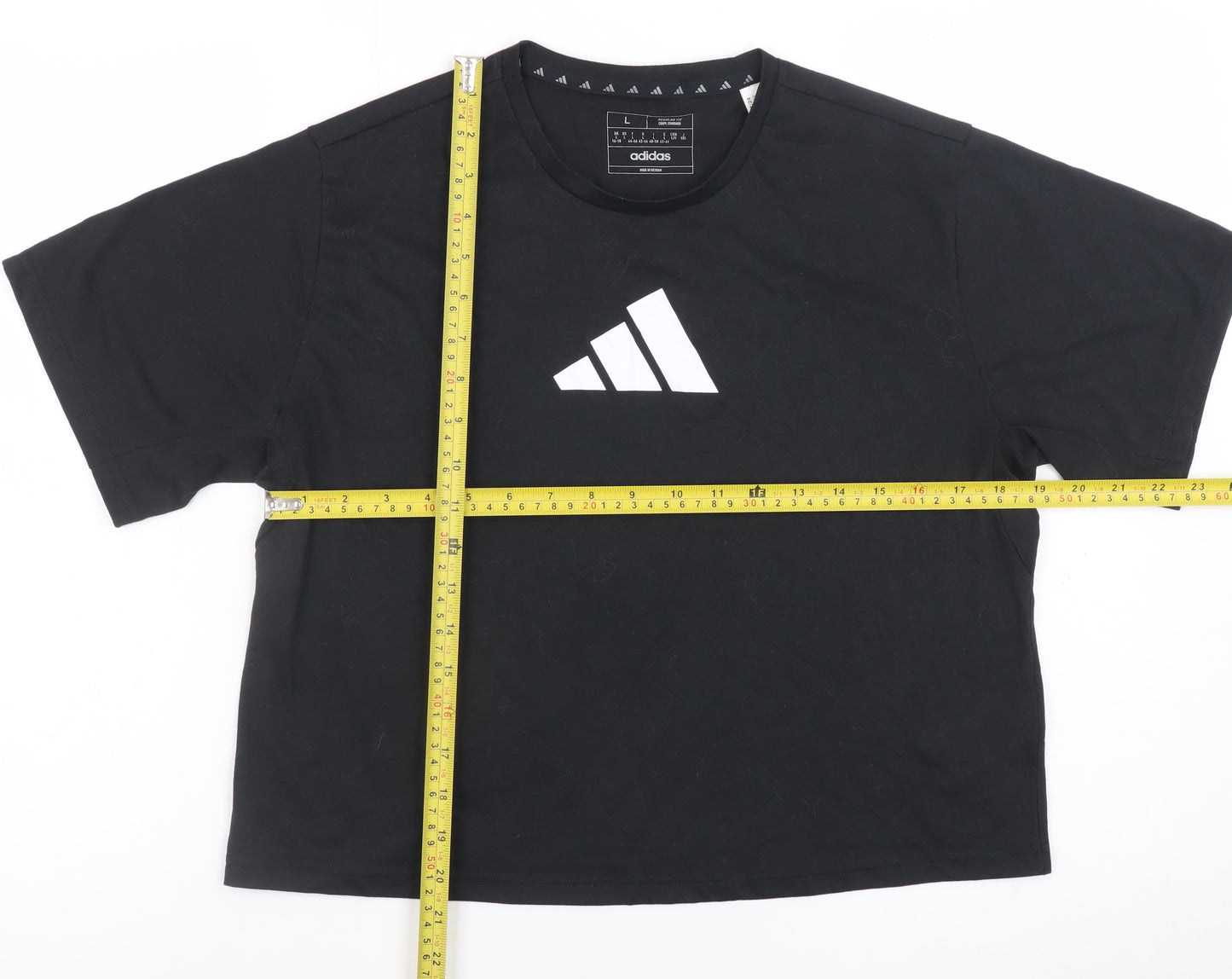 Adidas Women's Black Cropped Regular Fit T-Shirt Size L