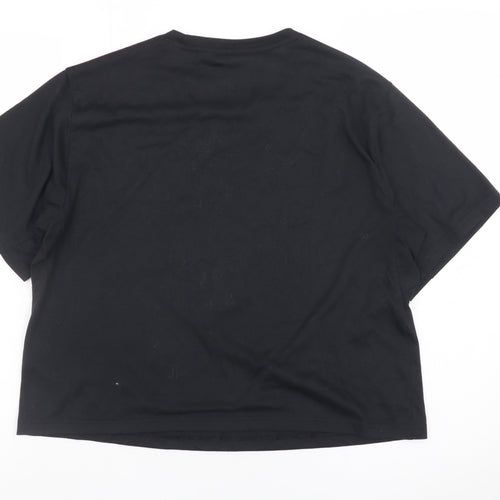 Adidas Women's Black Cropped Regular Fit T-Shirt Size L