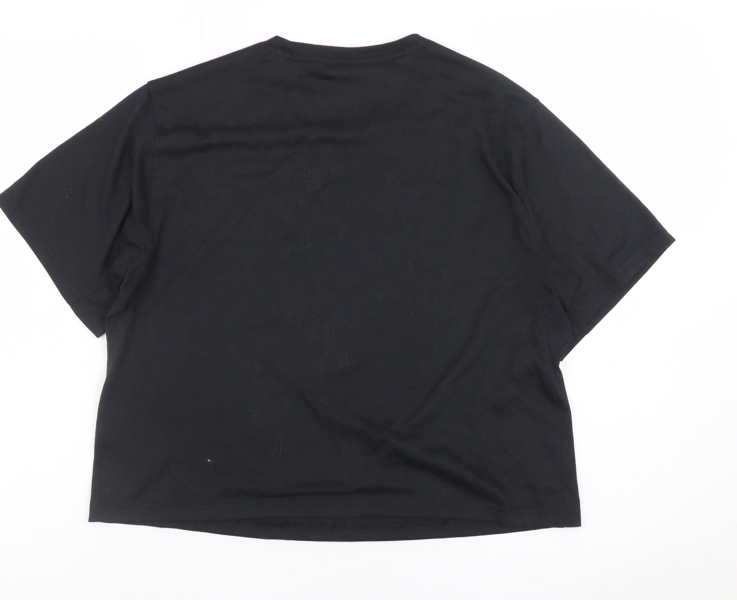 Adidas Women's Black Cropped Regular Fit T-Shirt Size L