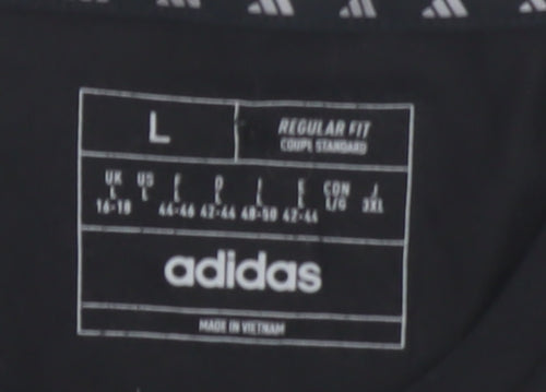 Adidas Women's Black Cropped Regular Fit T-Shirt Size L