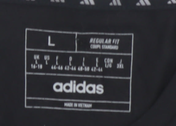 Adidas Women's Black Cropped Regular Fit T-Shirt Size L
