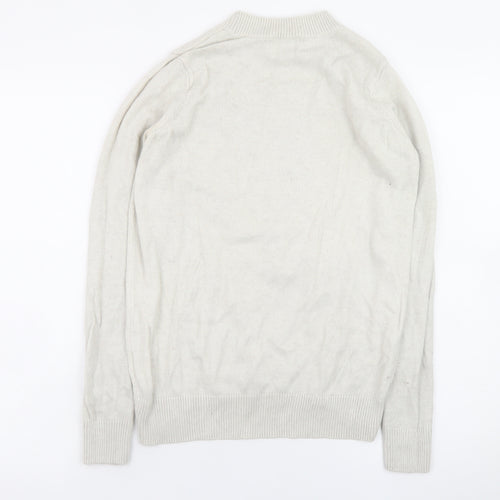 H&M Women’s Beige Sequin Turkey Jumper XS Long Sleeve Crew Neck