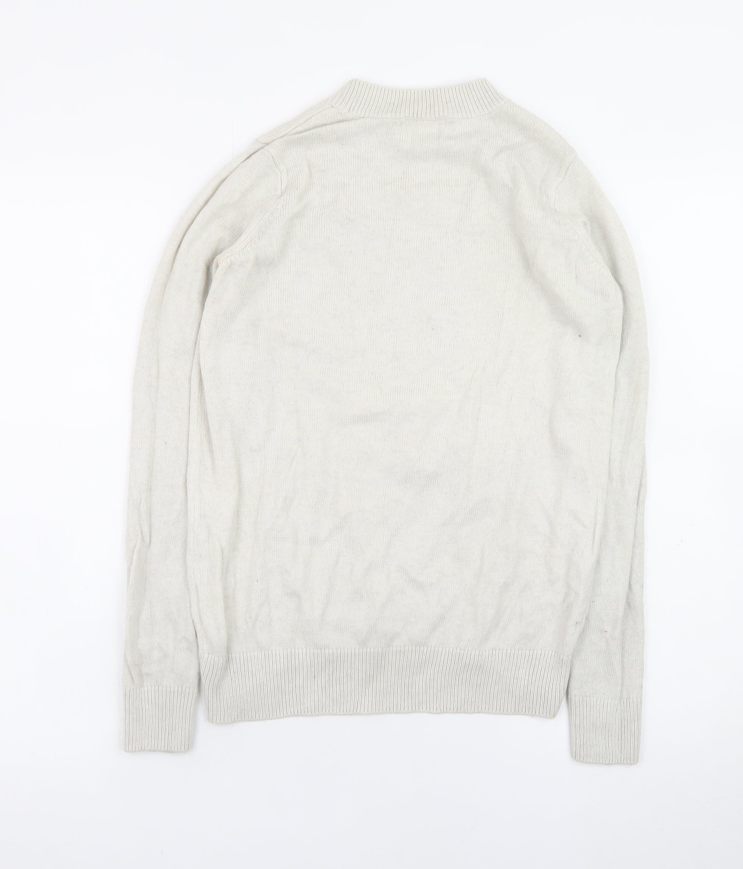 H&M Women’s Beige Sequin Turkey Jumper XS Long Sleeve Crew Neck