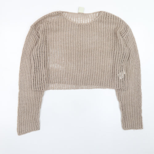 Urban Outfitters Women's Beige Open Knit Pullover Jumper Size S