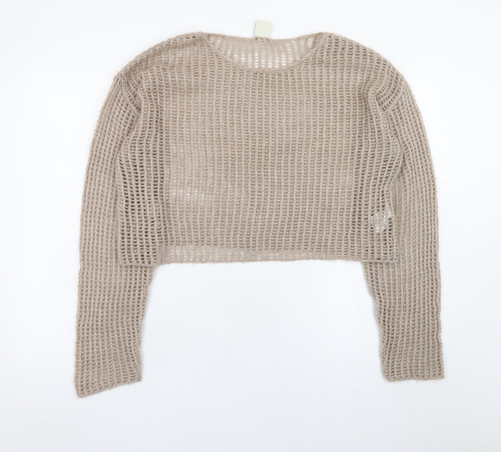 Urban Outfitters Women's Beige Open Knit Pullover Jumper Size S