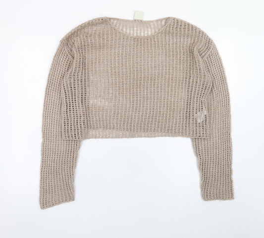 Urban Outfitters Women's Beige Open Knit Pullover Jumper Size S