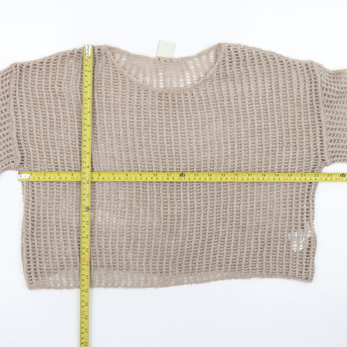 Urban Outfitters Women's Beige Open Knit Pullover Jumper Size S