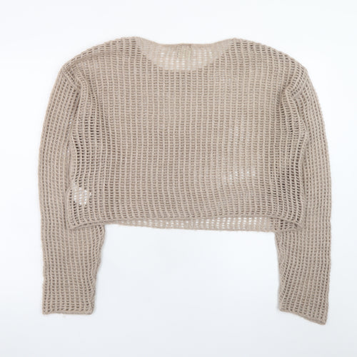 Urban Outfitters Women's Beige Open Knit Pullover Jumper Size S