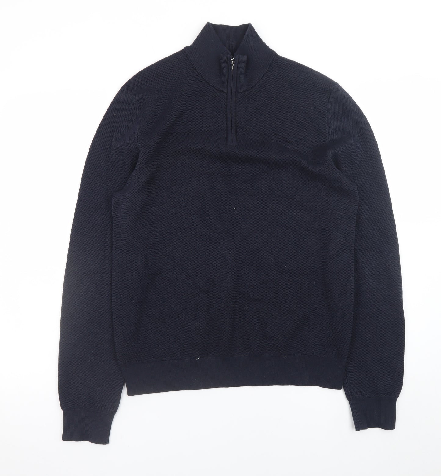 Marks and Spencer Men’s Black Small 1/4 Zip Cotton Jumper